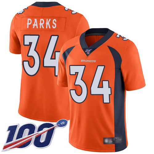 Men Denver Broncos 34 Will Parks Orange Team Color Vapor Untouchable Limited Player 100th Season Football NFL Jersey